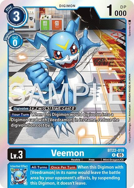 Image for Veemon (BT22-019 R) (Cyber Eden) - Digimon Card Game