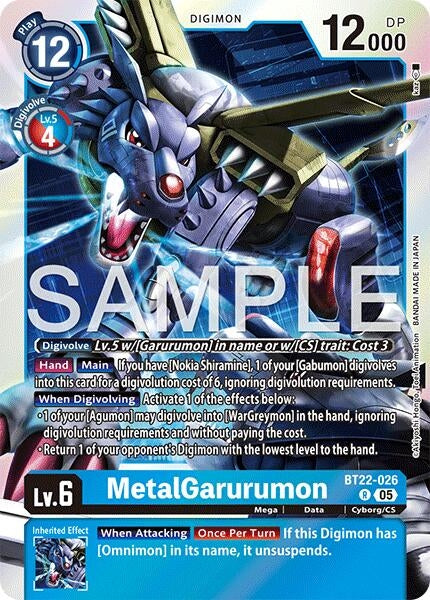 Image for MetalGarurumon (BT22-026 R) (Cyber Eden) - Digimon Card Game