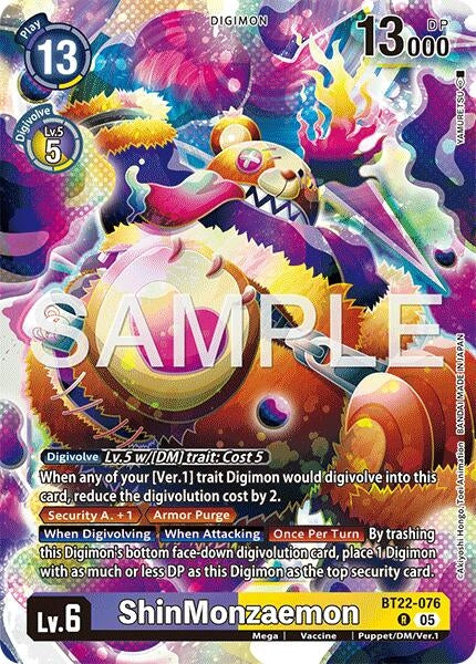 Image for ShinMonzaemon (BT22-076 R) (Cyber Eden) - Digimon Card Game