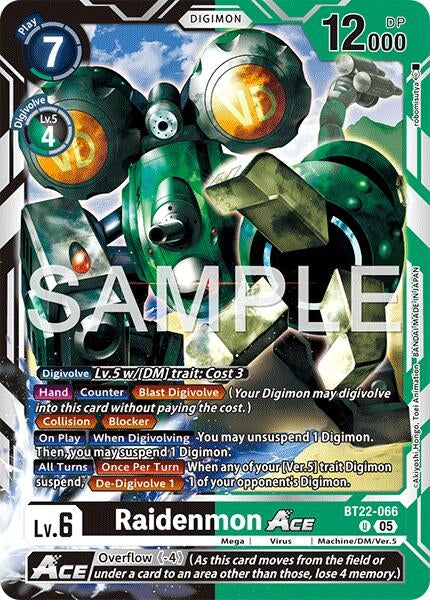 Image for Raidenmon ACE (BT22-066 U) (Cyber Eden) - Digimon Card Game