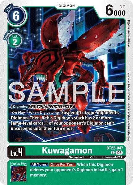 Image for Kuwagamon (BT22-047 C) (Cyber Eden) - Digimon Card Game