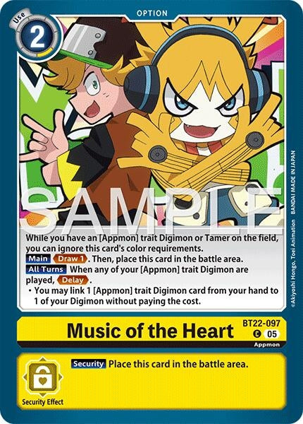 Image for Music of the Heart (BT22-097 C) (Cyber Eden) - Digimon Card Game