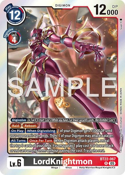 Image for LordKnightmon (BT22-067 R) (Cyber Eden) - Digimon Card Game